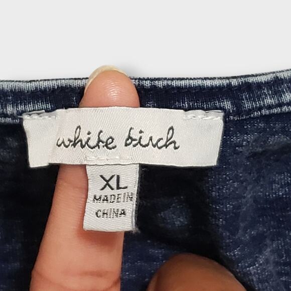 White Birch Acid Wash Denim Ruffle Tiered Flutter Mini Dress XL Layered Grunge - Picture 6 of 12